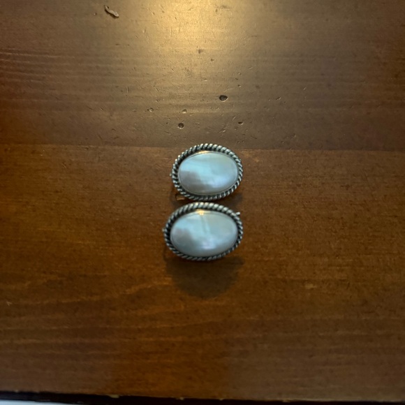 Vintage Navajo NakaiSterling Earrings white Mother Of Pearl